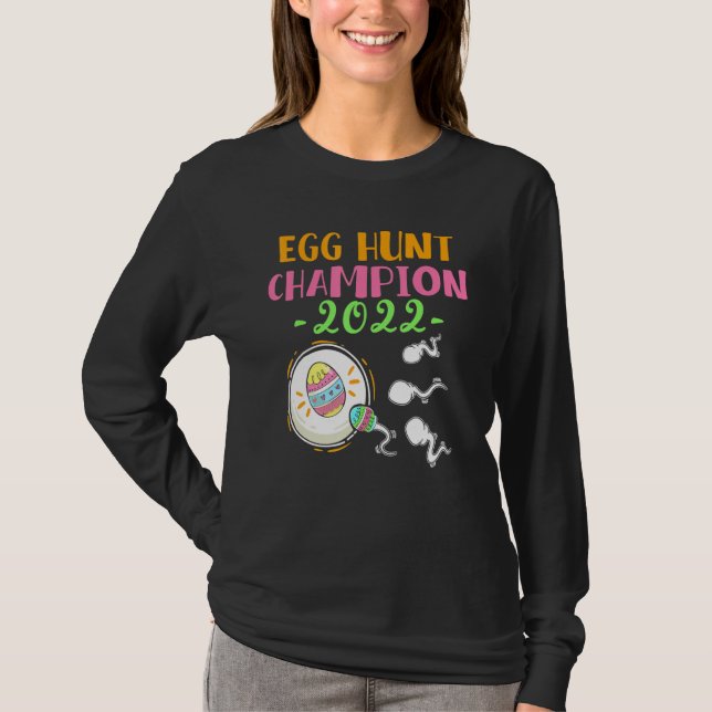Gravid Announc för Egg Hunt Champion Mamma Pappa P T Shirt (Framsida)
