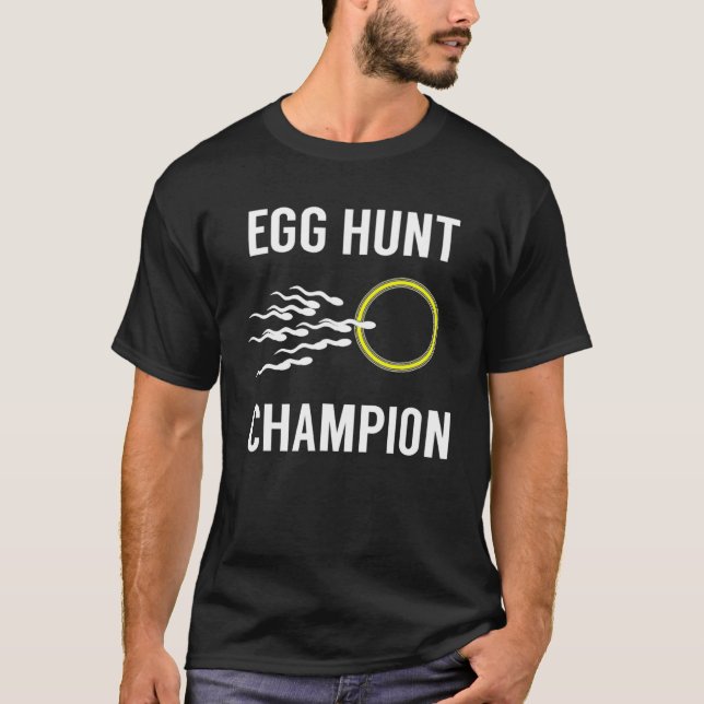 Gravid Announcemen för  Egg Hunt Champion Pappa På T Shirt (Framsida)