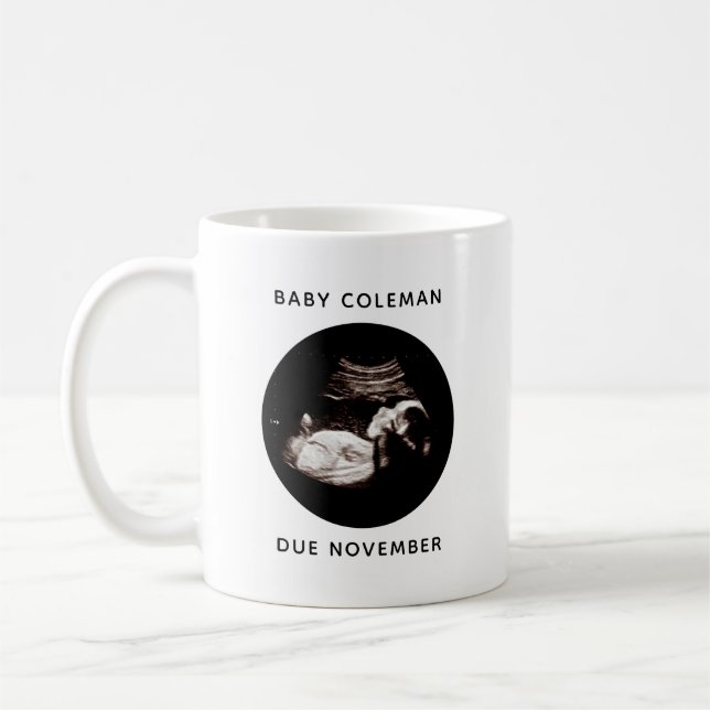 Gravid Announcement Baby Sonogram Photo Kaffemugg (Vänster)