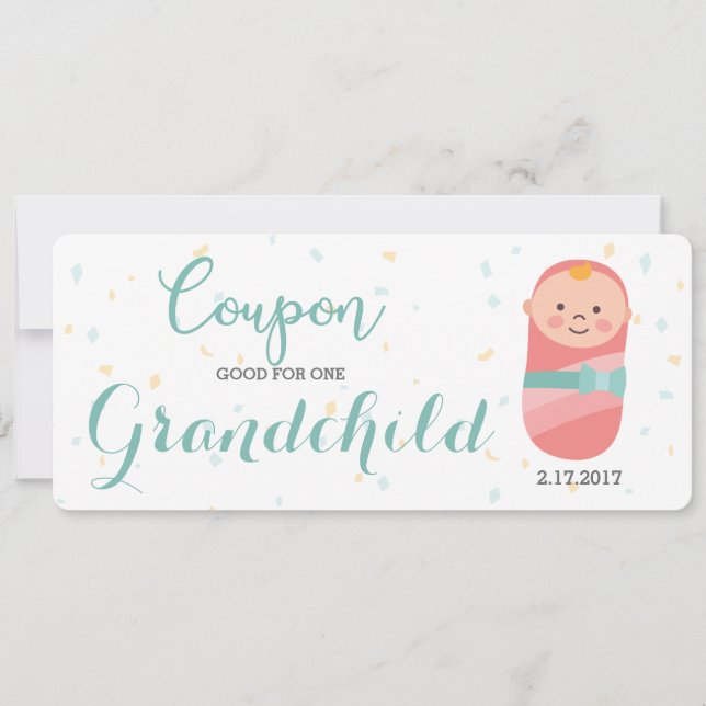 Gravid Announcement Coral Teal Flicka Meddelande (Framsida)