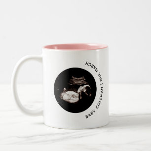 Gravid Announcement Pojke Sonogram Photo Två-Tonad Mugg