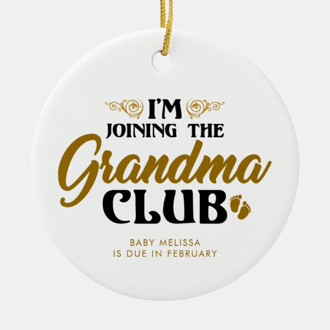 Gravid Announcement Sonogram Grandma Keepsak Julgransprydnad Keramik (Framsidan)