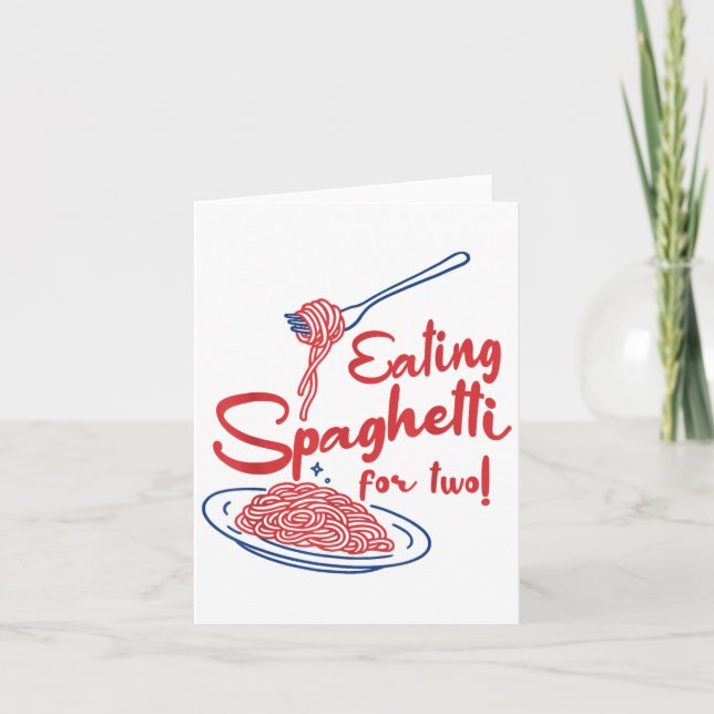 Gravid Announement Italienska Mamma Eating Spaghet Kort (Framsida)