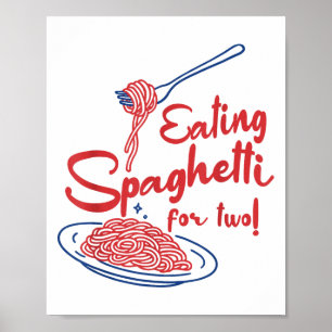 Gravid Announement Italienska Mamma Eating Spaghet Poster