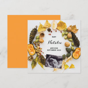 Gravid Anteckning Pumpkin Fall Höstkrans Meddelande