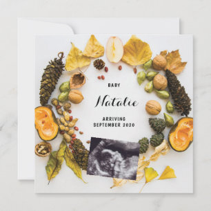 Gravid Anteckning Pumpkin Fall Höstkrans Meddelande