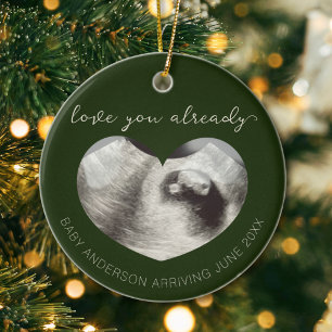 Gravid Anteckning Ultralound Keepsak Heart Julgransprydnad Keramik