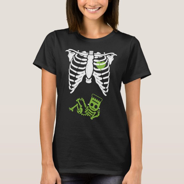 Gravid av flaggThanksgiving Meddelande om Skeleton T Shirt (Framsida)