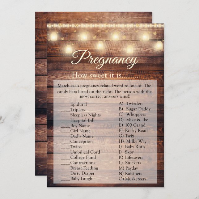 Gravid av  med skuvött av trä i Pojke Inbjudningar (Fram/baksida)