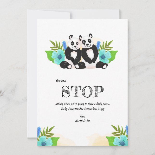 Gravid av Panda Bears Inbjudningar (Framsida)