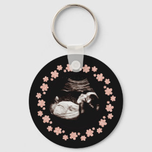 Gravid Baby Glitter Sonogram Ultraljudsfoto Nyckelring