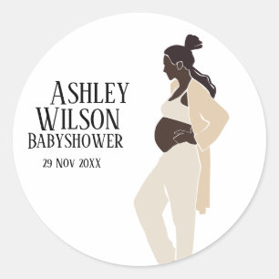 Gravid Baby Shower Stil Runt Klistermärke