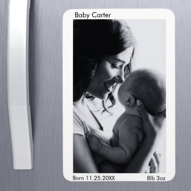 Gravid Birth Notification - Anpassningsbar Photo M Magnet (Pregnancy Birth Announcement - Custom Photo Fridge Magnet)