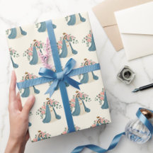 Gravid, bläck, Mor Mary Gift Wrap - Blommigt