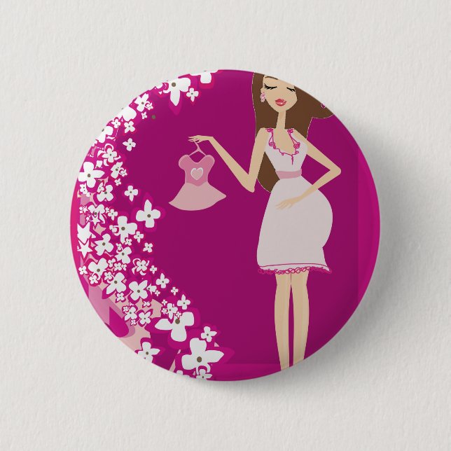gravid brunettkvinna knapp (Framsida)