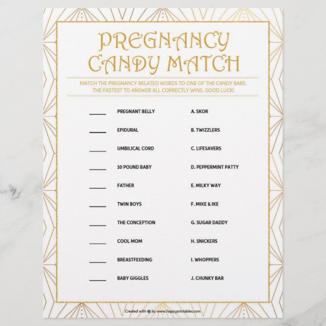 Gravid Candy Match [Golden Linjer] Brevhuvud (Framsida)