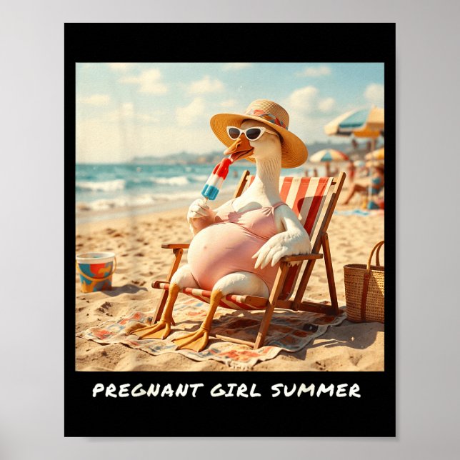 Gravid flicka sommar anka strand poster (Framsidan)