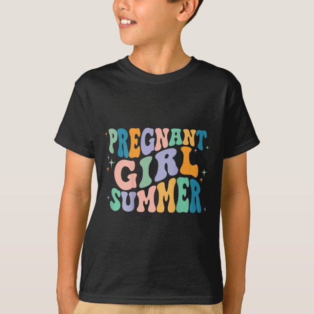 Gravid flicka sommar groovy t shirt (Framsida)