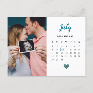 gravid/födelse av fotokalender i glitter meddelande vykort