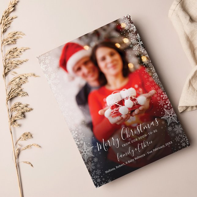 Gravid för julfamiljens Helgdagar - foto Meddelande (Pregnancy Announcement Christmas Holidays Photo Card)