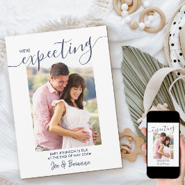 Gravid för Rosa av fotoskript i marin Elegant Meddelande