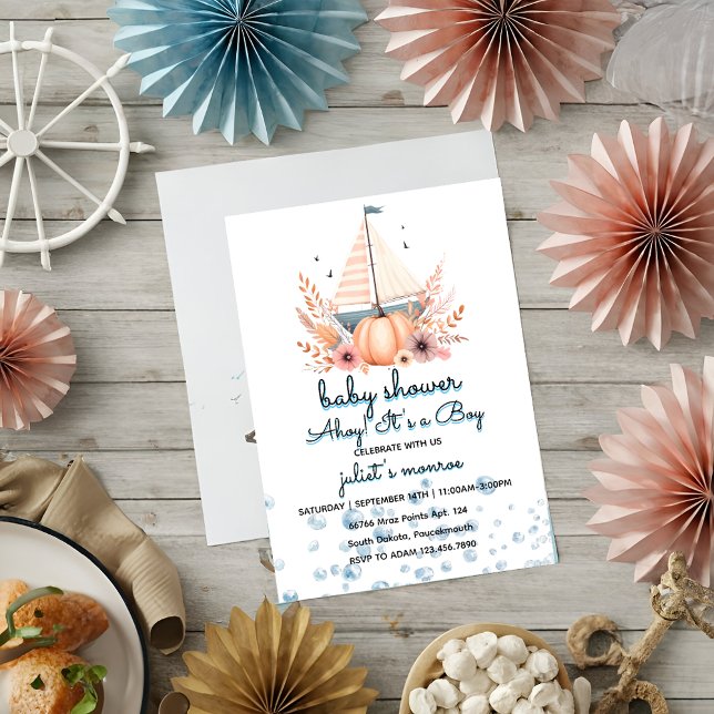gravid för sjöbåt Nautical Baby Shower Inbjudningar (Skapare uppladdad)