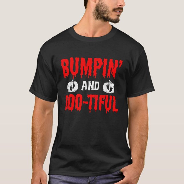 Gravid Halloween Pumpkin Bump Bone Moderskap Mo T Shirt (Framsida)