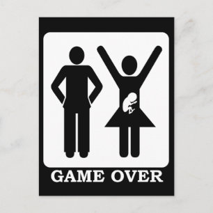 Gravid Hustru - Game Over Meddelande Vykort