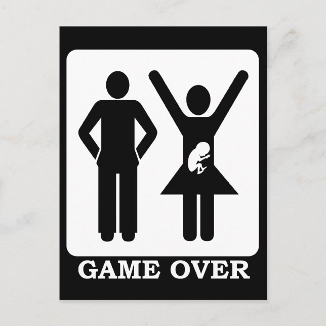 Gravid Hustru - Game Over Meddelande Vykort (Framsida)