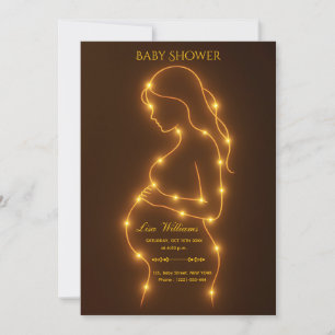 Gravid kvinna Baby Shower lysande ljus design Inbjudningar