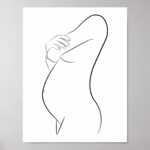 Gravid kvinnlig konst modern, minimalistisk Snyggt Poster