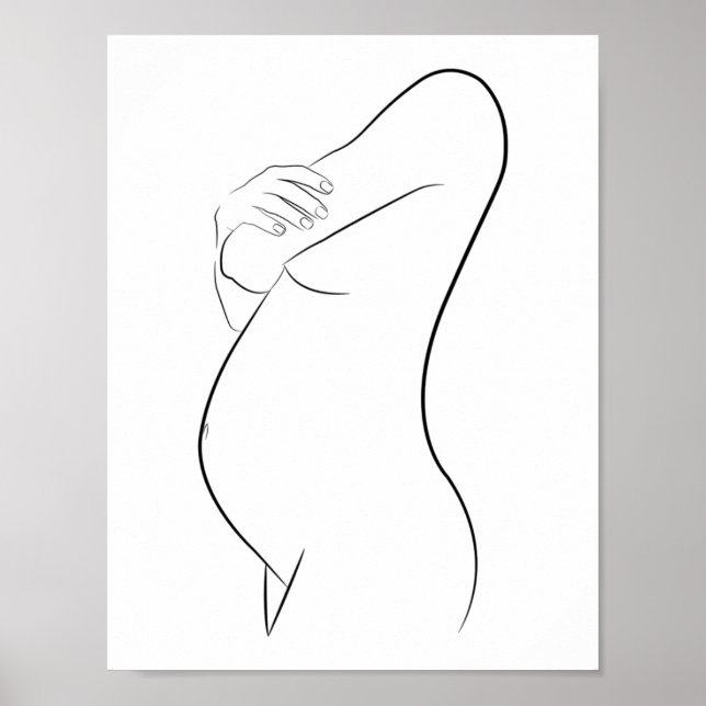 Gravid kvinnlig konst modern, minimalistisk Snyggt Poster (Framsidan)