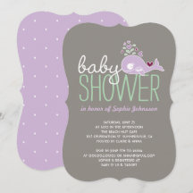 Gravid lilakval Twin Girls Baby Shower Inbjudan