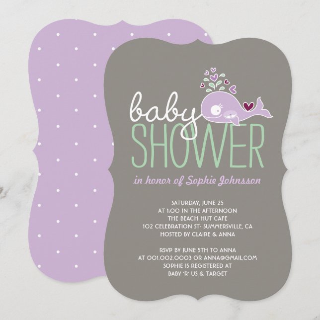 Gravid lilakval Twin Girls Baby Shower Inbjudan (Fram/baksida)