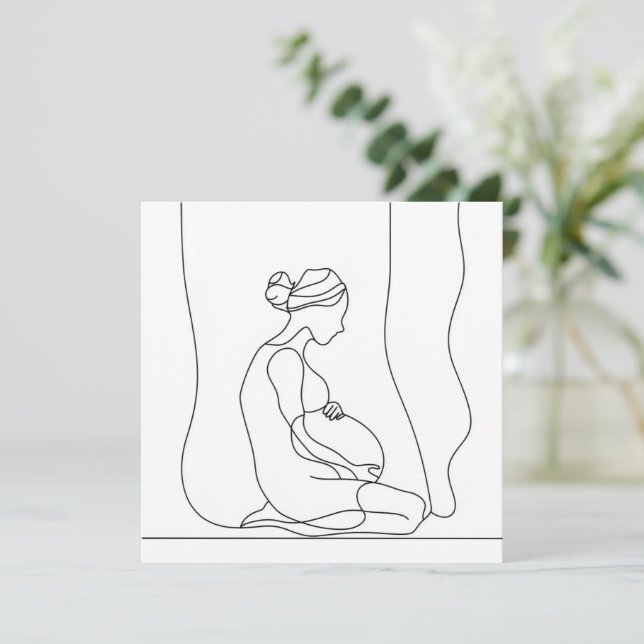 Gravid Line Art Inbjudningar (Stående Fram)
