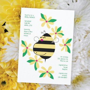 Gravid Magi Bin Gul Blommig Barnkalas Invitation Inbjudningar