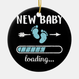 Gravid Mamma Nyfödd bebis Boy Loading Son New Papp Julgransprydnad Keramik