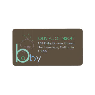 Gravid med den baby blue typografiduschadressen adressetikett