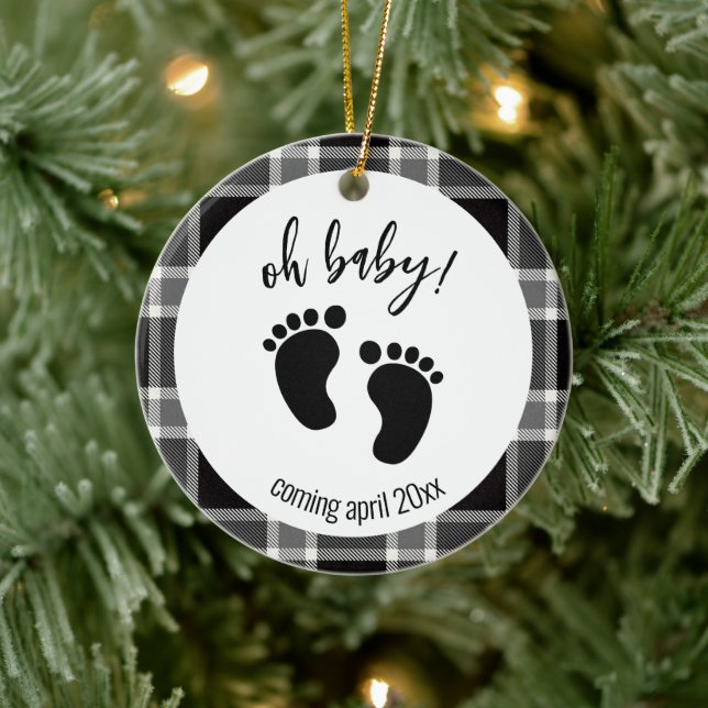 Gravid Meddelande om Black Tartan-julen Julgransprydnad Keramik (Träd)