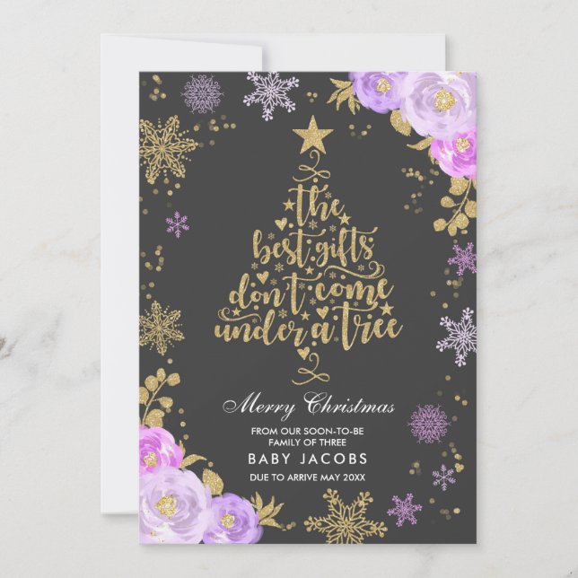 Gravid Meddelande om julkort Blommigten Ram (Framsida)