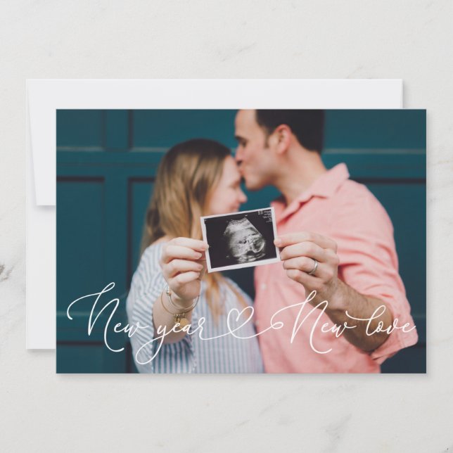 Gravid Meddelande om nyår nytt Kärlek Inbjudningar (Framsida)