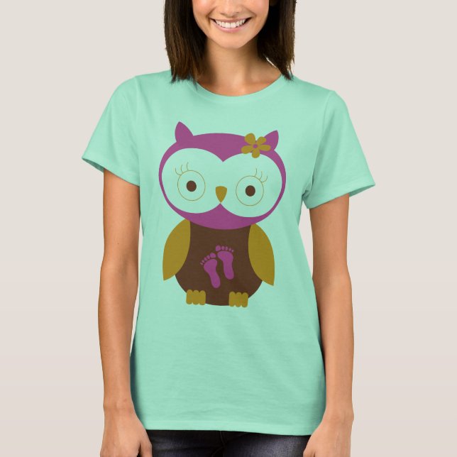 Gravid Meddelande om Uggla Baby på vägen Tee (Framsida)