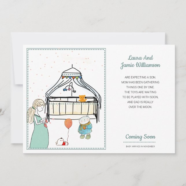 Gravid Meddelande om vattenfärg Pojke (Framsida)