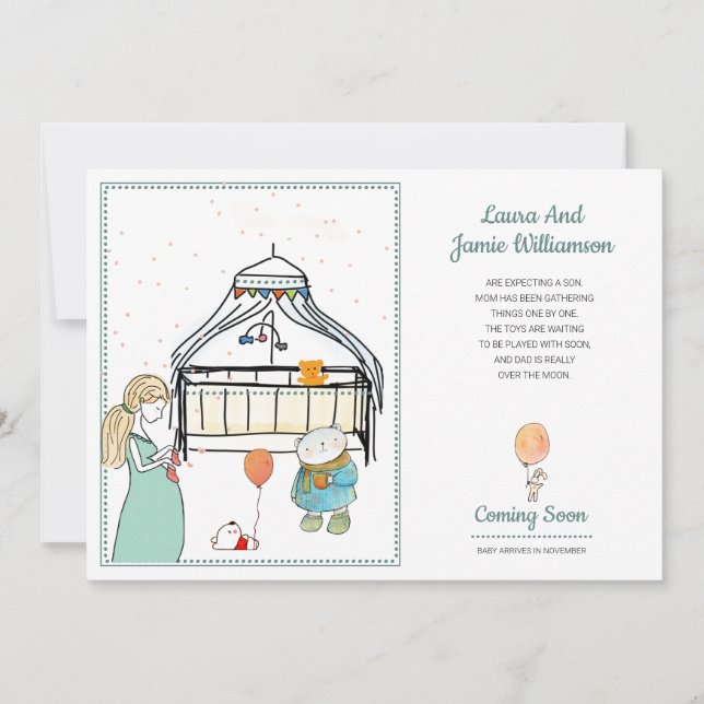 Gravid Meddelande om vattenfärg Pojke (Framsida)