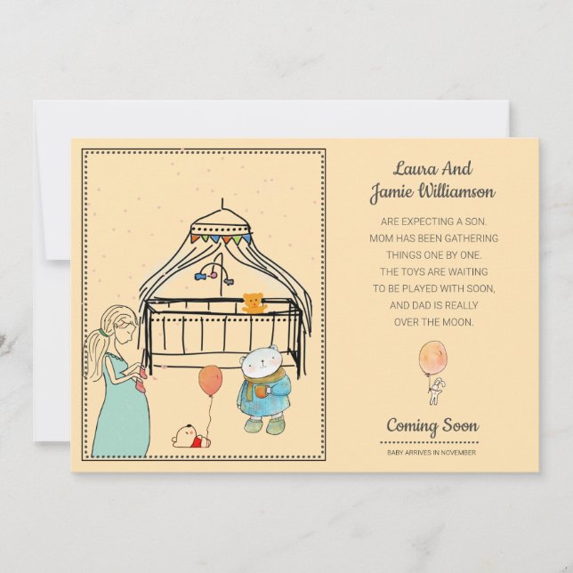 Gravid Meddelande om vattenfärgspersika Pojke (Framsida)