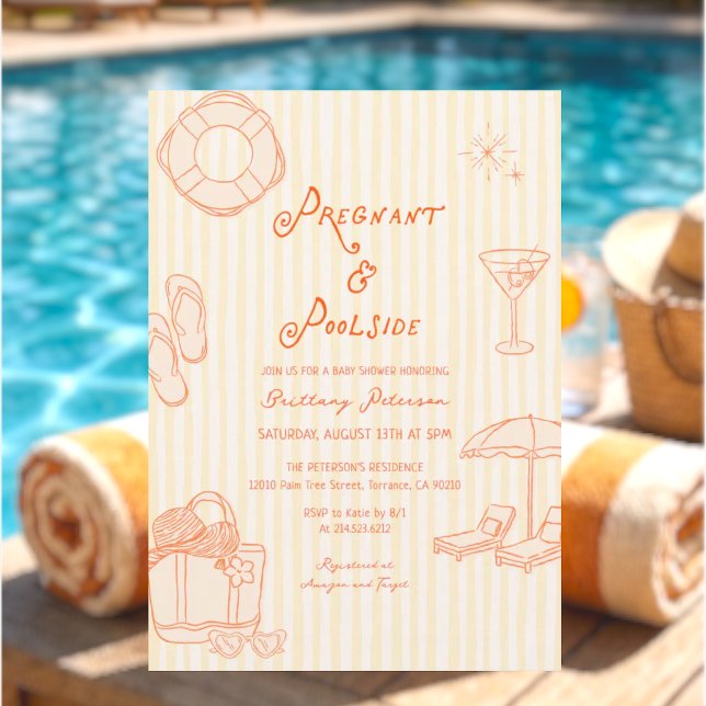Gravid och poolparty baby shower inbjudningar (Skapare uppladdad)