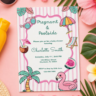 Gravid och poolside tropisk baby shower inbjudningar