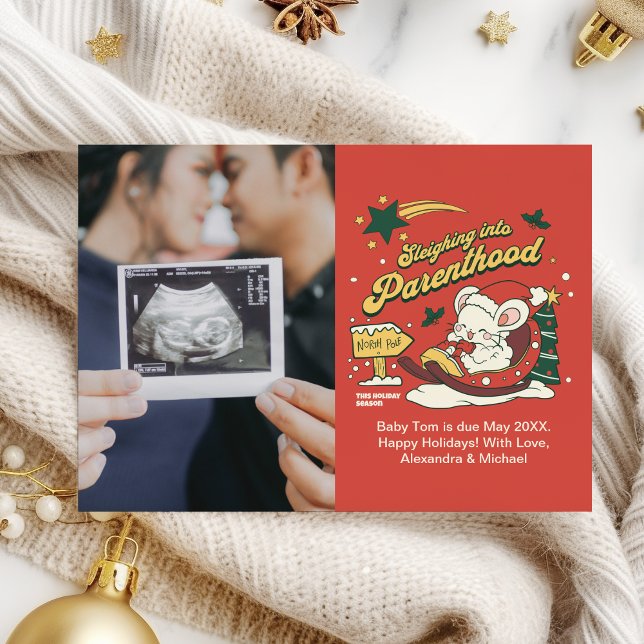 Gravid om Photo Ultrasound-julavisering Julkort (Skapare uppladdad)