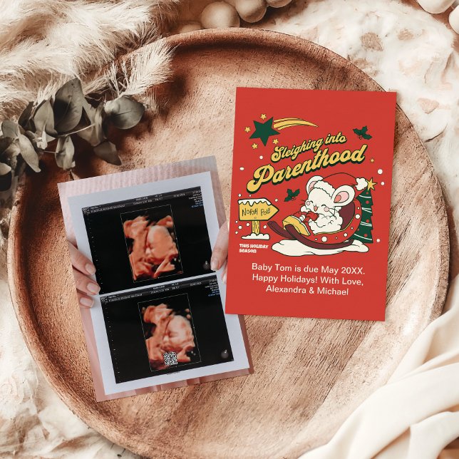 Gravid om Photo Ultrasound-julavisering Julkort (Skapare uppladdad)