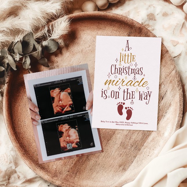 Gravid om Photo Ultrasound-julavisering Julkort (Skapare uppladdad)